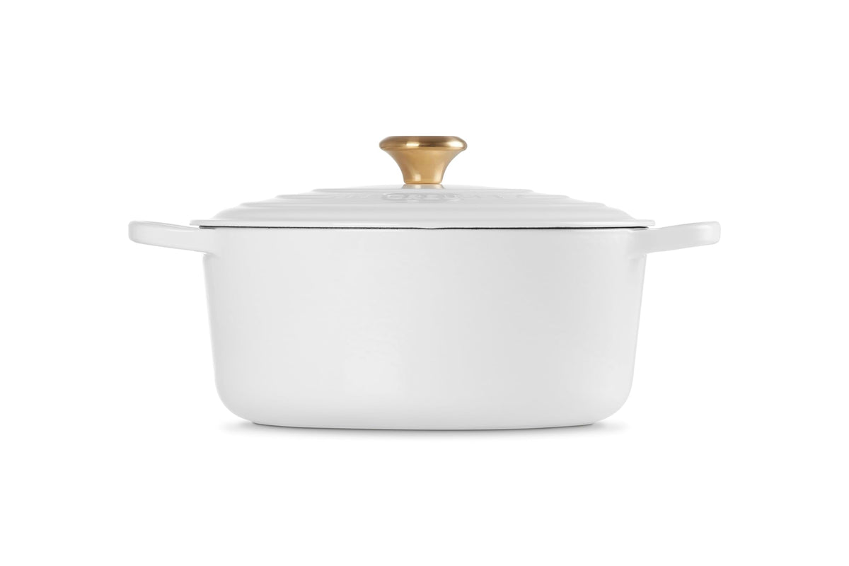Enameled Cast Iron Round Dutch Oven (White / 7.25 Qt)