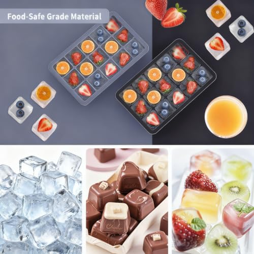 Silicone Ice Cube Tray 3 Pack (Ice Cube Tray 3 Pack / Black+Gray+Navy)