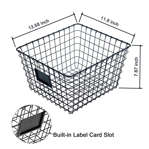 4 Pack【Extra Large】 Wire Handmade Storage Basket for Organizing Household Goods (Extra-Large Black)