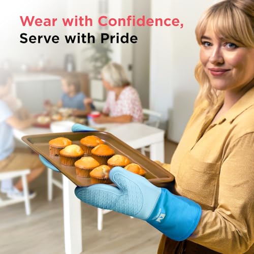 UltraShield Silicone Oven Mitts (Blue / Standard)