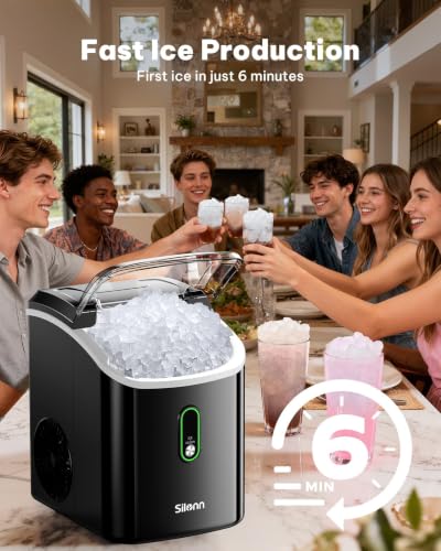 Nugget Ice Maker Countertop (Black-PRO / 33 lbs)