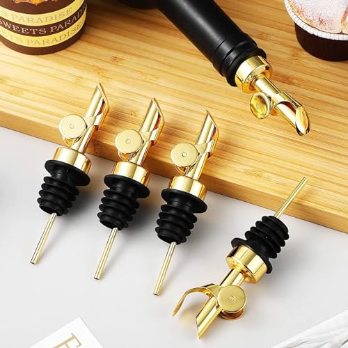 6 Pack Auto Flip Olive Oil Dispenser (6 Pourers-Gold)