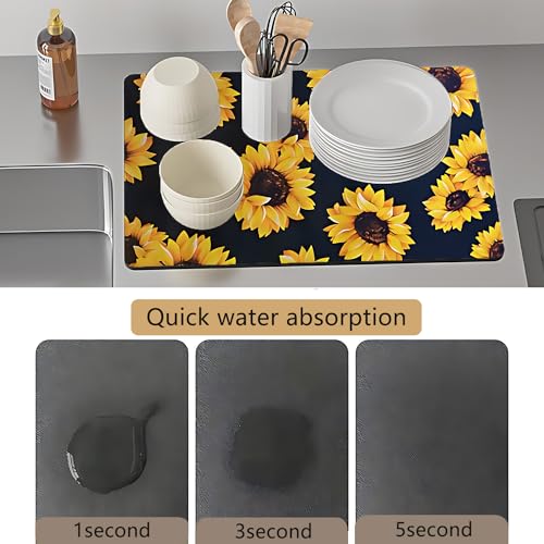 Sunflower Dish Drying Mat
