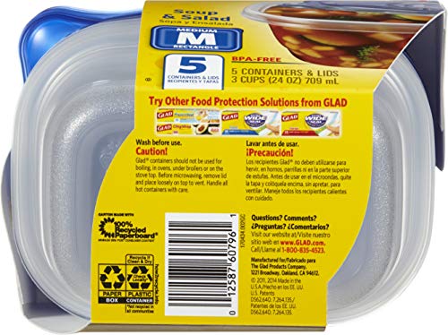GladWare Medium Rectangle Food Storage Containers with Lids (Rectangle / 24 oz - 5 Count)