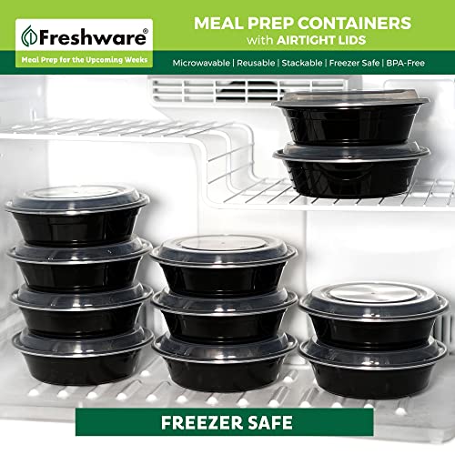 Meal Prep Bowl Containers [30 Pack] Plastic Bowls with Lids for Soup and Salad (Black / 28OZ-30PK)
