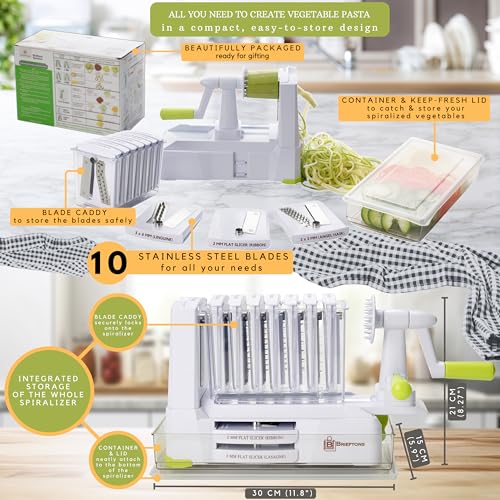 10 Blade Vegetable Spiralizer (White (10 Blades))