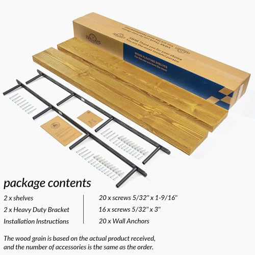 Rusitc Floating Shelves 60 inch Long 8 "deep Set of 2 (Gold Oak / 60'' x 8''x 2''(set of 2）)