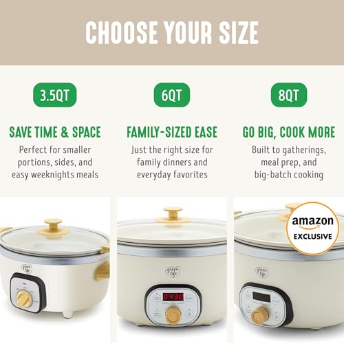 3.5QT Ceramic Nonstick Slow Cooker (Cream / 3.5 Quarts)