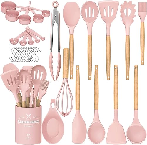 Silicone Kitchen Utensils Set (Pink)