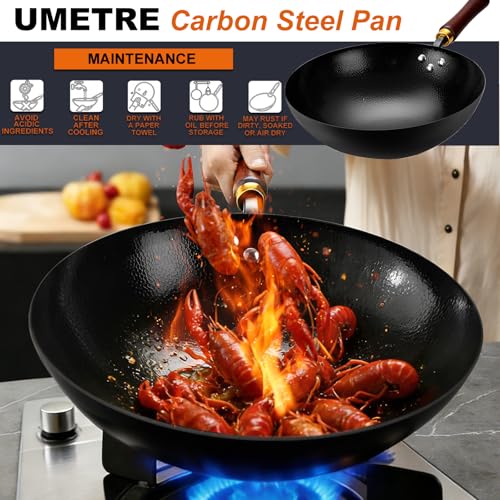 Carbon Steel Wok Pan (12.6 inch-Round Bottom)