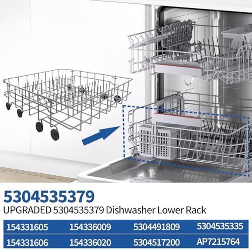 5304535379 Replacement Lower Dishrack Compatible with Frigidaire Dishwasher (5304535379 154331605 154331606)