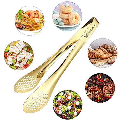 Stainless Steel Buffet Tongs (Gold 11" Serving Tongs)