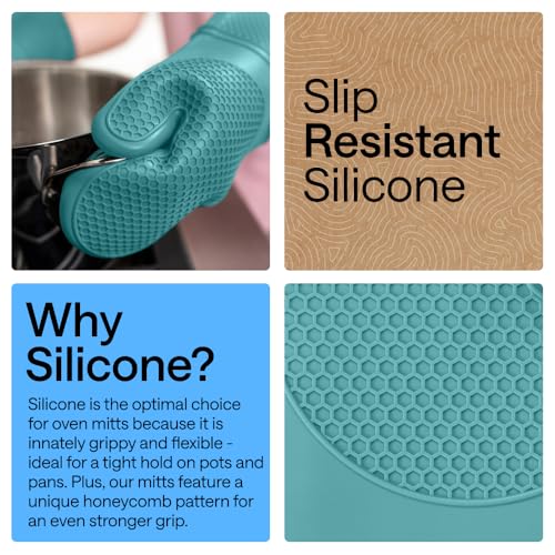 Silicone Oven Mitts (Turquoise / 14.5" Oven Mitts)