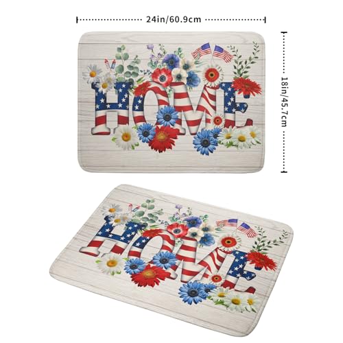 American Flag Dish Drying Mat Home Flowers Absorbent Dishes Pad for Kitchen Counter 18 X 24 In (Patriotic Home 605 / 24" x 18")