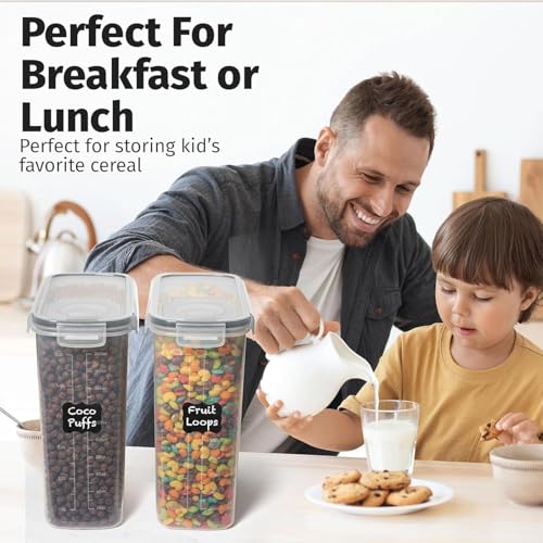 2 Pack (6.3L / 213OZ) EXTRA Large Airtight Food Storage Cereal Containers for Bulk Food Storage BPA-Free Plastic Container, Pantry Organization and Canister for Rice, Pasta, Sugar & Flour (Gray)