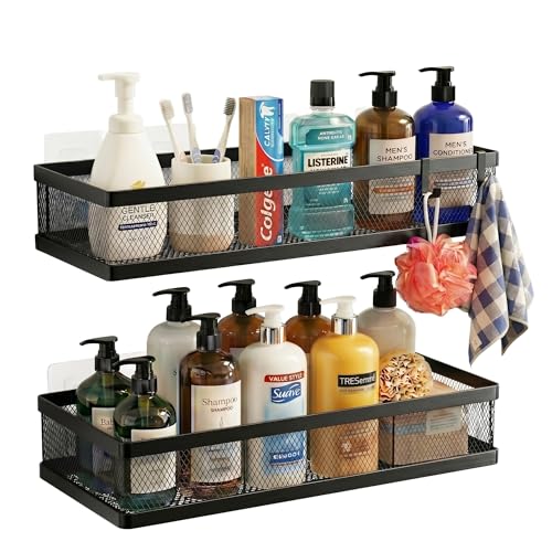 Mesh Shower Caddy Wall Mount (Matte Black / Full Mesh (12.6" Wide))