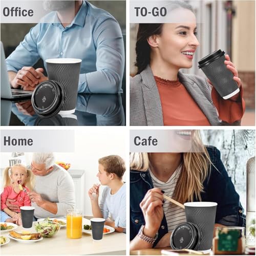 50 Pack 16 oz Insulated Disposable Coffee Cups with Lids (Gray / 16OZ-50Pack)
