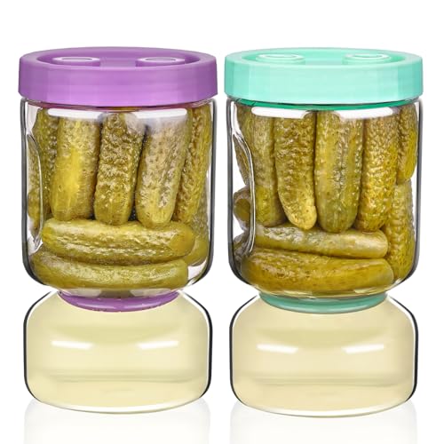 Pickle Jar with Strainer Flip (05-Purple&Blue / 51oz 2pcs)