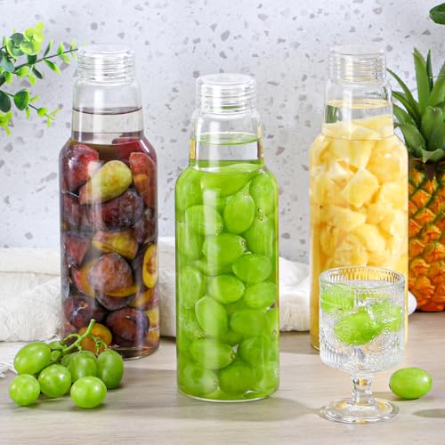 34 Oz Glass Juice Bottles with Lids