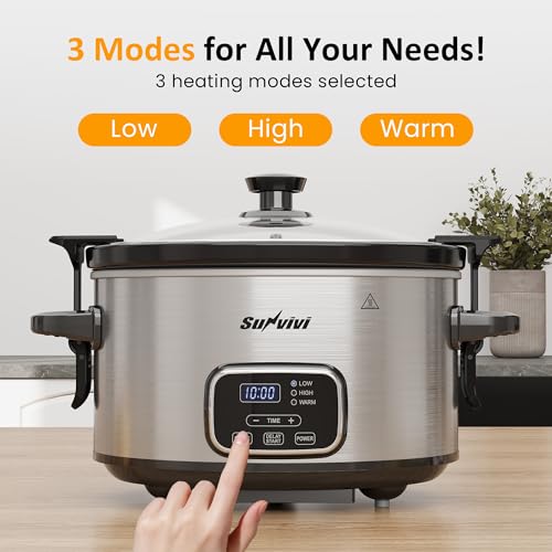 4QT Programmable Slow Cooker with Locking Lid (4 Quarts / Silver)