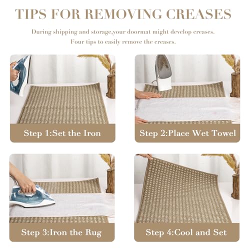 Waffle Door Mat Indoor Entrance (Beige Waffle / 32" x 20" (Rectangular))
