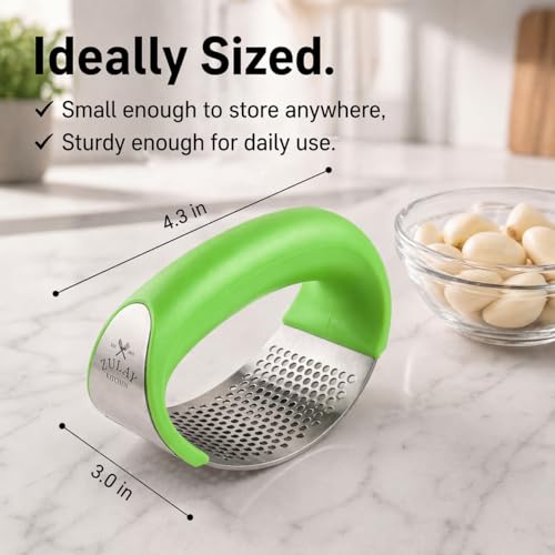 Stainless Steel Garlic Press Rocker Set (Green)