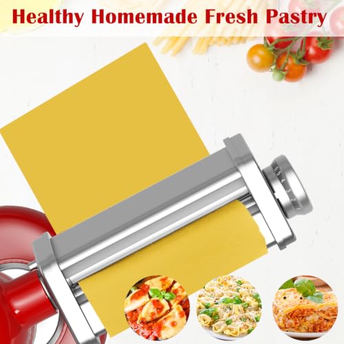 Pasta Roller Attachment for KitchenAid Stand Mixer (Silver)