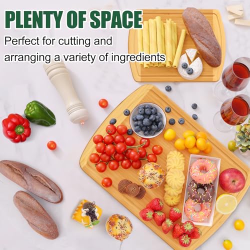 Bamboo Cutting Boards for Kitchen Set of 2 (Two-Tone / Set of 2)