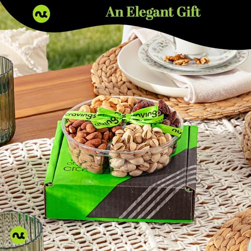 Mixed Nuts Gift Basket + Green Ribbon