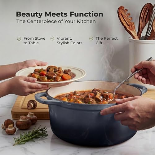 7.7 Quart Enameled Cast Iron Dutch Oven Pot with Lid (Gray / 7.7 Quart)