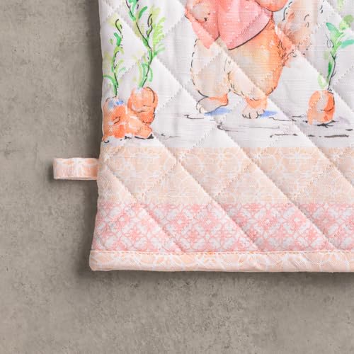 100% Cotton Oven Mitt & Pot Holder Set (013 - Bunny Party / 7.5" x 13" & 8" x 8" (Oven Mitt & Pot Holder))