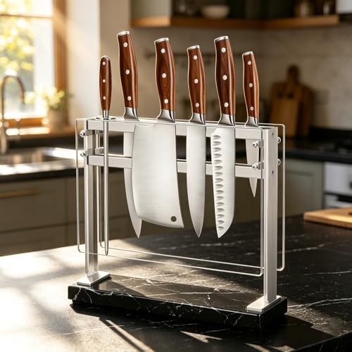 Magnetic Knife Block Stand with Marble Base