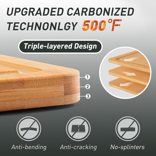 Bamboo Cutting Board Set Non Slip Feet with Holder Over Sink Kitchen Gadgets Seller 2025 First Apartment Must Haves Things Stuff Accessories House Warming Decor Housewarming Hostess Host Gifts (3 Pack with Holder / Natural)