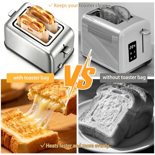 Reusable Non Stick Toaster Bags 12 Pack (6.7×7.5inch)