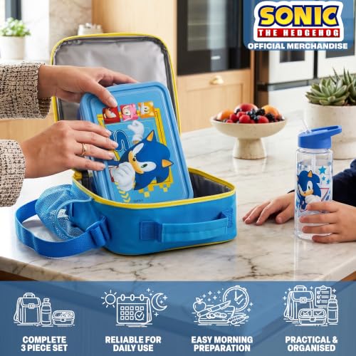 Sonic the Hedgehog Boys Lunch Box 3Pc Set (Blue/Multi Sonic)