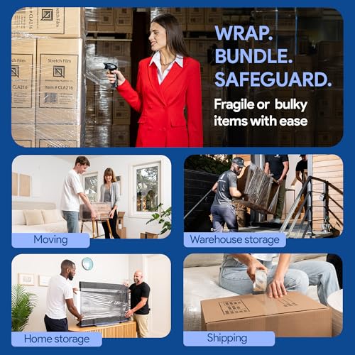 4 Pack of 18'' Stretch Wrap for Moving (1200 Foot)