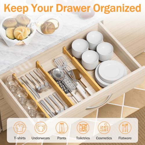 Bamboo Drawer Dividers Organizers (bamboo-6Pack)