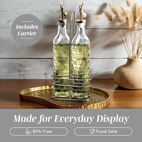 Glass Olive Oil Bottle Dispenser (Checkered / Clear)