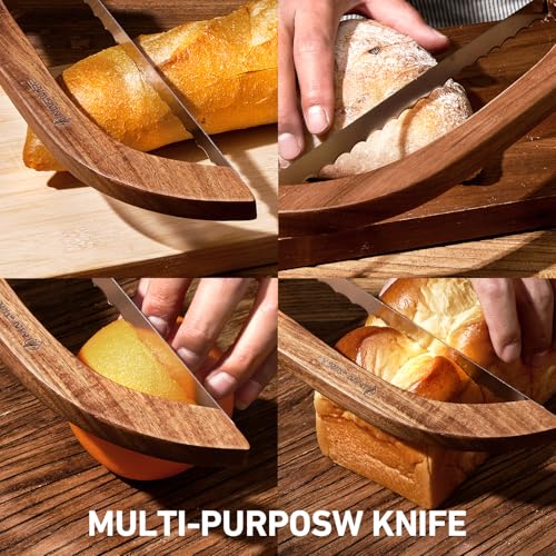 Bread Slicer Knife for Homemade Bread (Acacia wood)