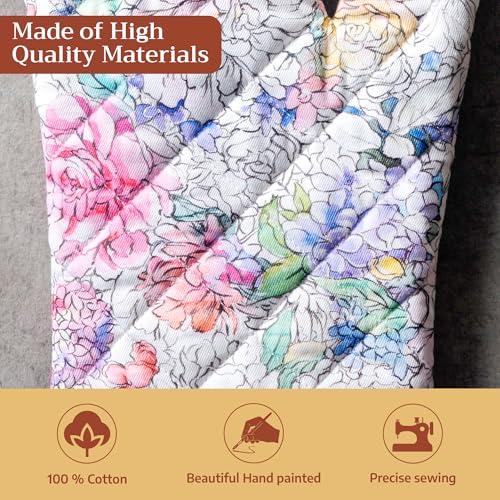 Maison d'Hermine Oven Gloves 100% Cotton Oven Mitt (044 - Floral Love / 7.5" x 13" (Oven Mitt))