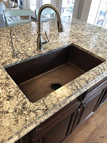KSDB33199 33 Inch Hammered Copper Kitchen Single Basin Sink (33" x 19" x 9")