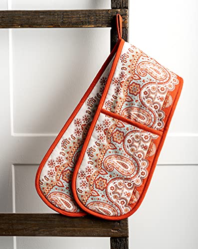 Double Oven Mitts 100% Cotton Double Oven Glove (059 - Cachemire / 7" x 35" (Double Oven Mitt))
