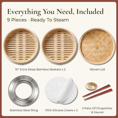 Bamboo Steamer Basket 10 Inch