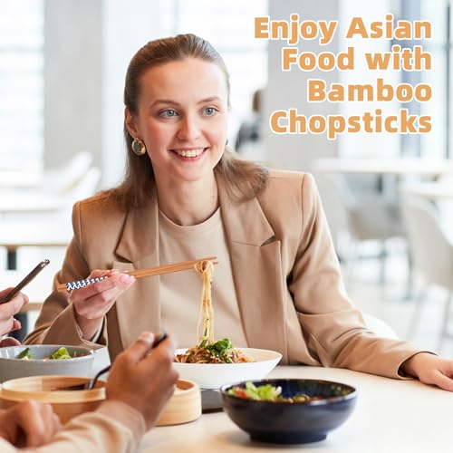 10 Pairs Reusable Bamboo Chopsticks Japanese Style Chop Sticks Set (Classic Japanese style 1)