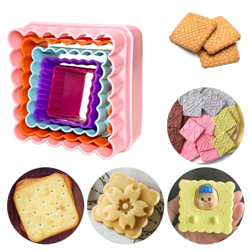 Cookie Biscuit Cutter Set (Square Shaped, 5 Pack)