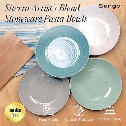 Siterra Artist's Blend Stoneware Pasta Bowls (Aqua Blend / Pasta Bowl Set)