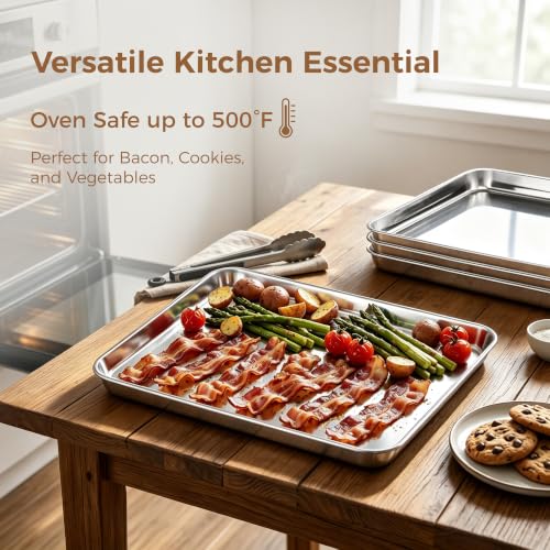 Stainless Steel Baking Sheet 4 Pack (12.4"x9.7")