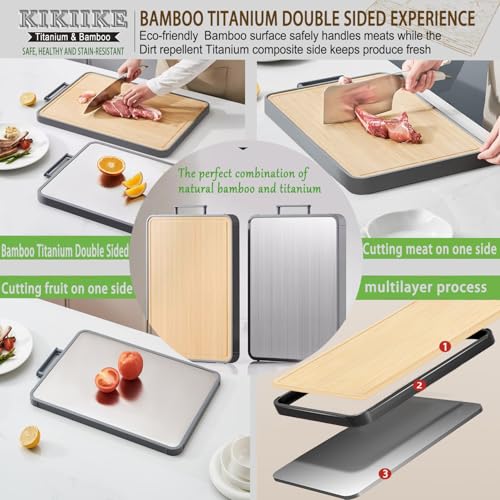 Titanium Cutting Board Double Sided Bamboo Cutting Board for Kitchen Double Sided Food Grade