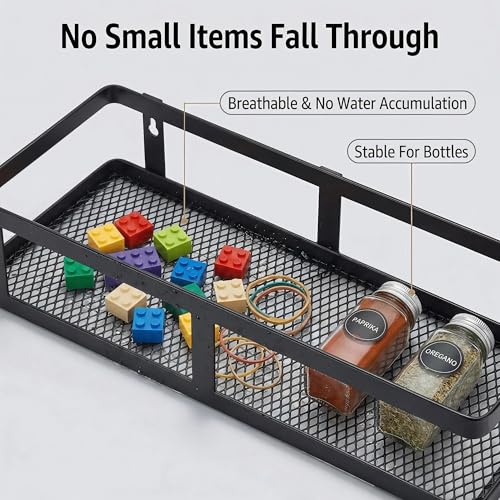 2 Pack Minimalist Shower Caddy Wall Mount (Matte Black / Minimalist Open (12.6" Wide))