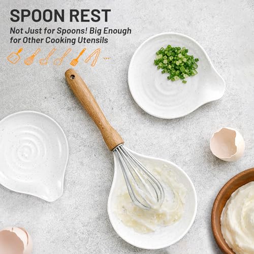 Ceramic Rotating Utensil Holder with Spoon Rest for Kitchen Counter White (White & Spoon Rest)